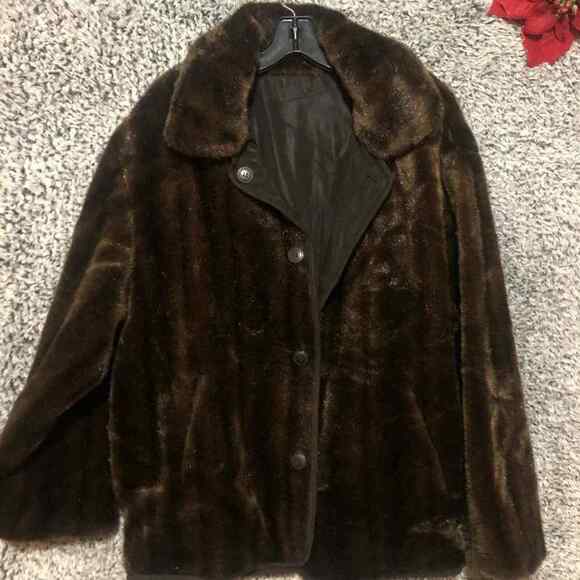 VTG Women’s Gallery Brown Faux Fur Reversible Faux Suede Coat Size M - Picture 2 of 10